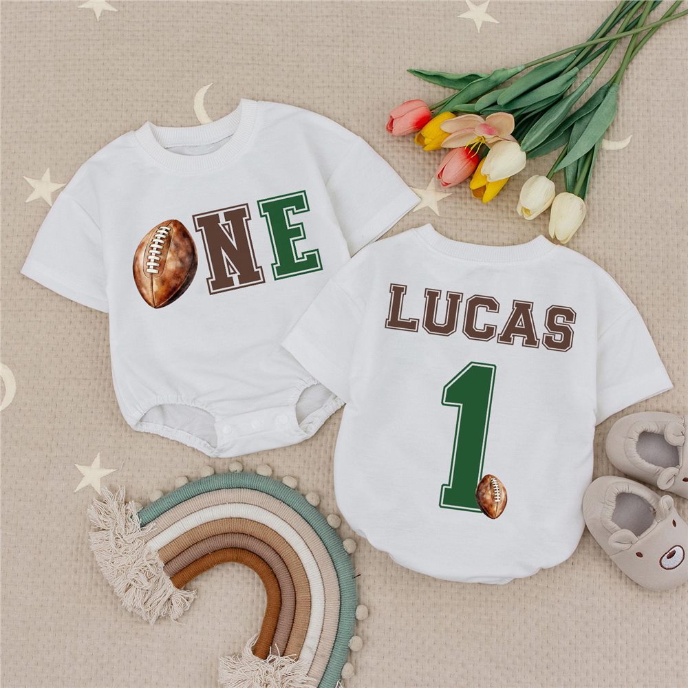 Personalized baby romper prepared as a birthday gift